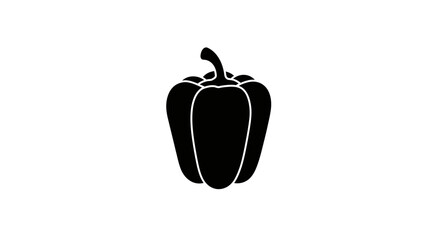 Obraz premium Bold black silhouette of a bell pepper ready for culinary creations Flat design vector illustration white background.