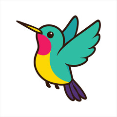 Colorful Hummingbird Cartoon Vector Illustration . Hummingbird vector icon.
