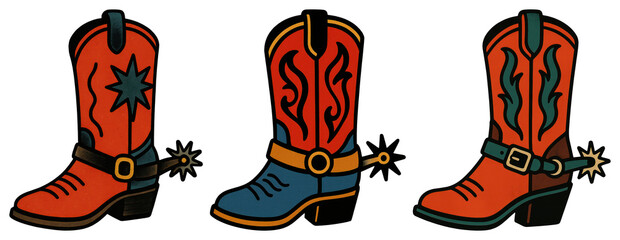 Colorful cowboy boots with spurs