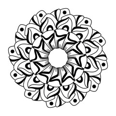 Hand drawn floral mandala with line. botanical, natural theme. for coloring book page, decoration, tattoo, wallpaper, sticker.