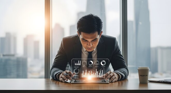 Young Asian Entrepreneur Working on Laptop in Modern Office - Powered by Adobe