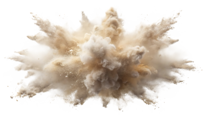 Explosion of powder isolated on transparent background, creating a dynamic and abstract burst of color and texture, a mesmerizing visual spectacle