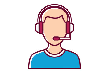 Illustration of a customer service representative with a headset, perfect for representing support, communication, or online assistance
