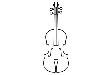 Fototapeta premium Simple black outline illustration of a violin, isolated on transparent background, music