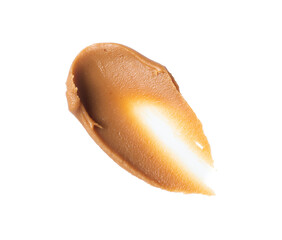 Smear of condensed milk close-up. Trace of caramel paste on a transparent background