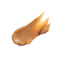 Trace of condensed milk close-up. Smear of caramel paste on a transparent background