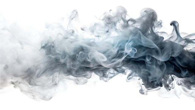 Elegant blue and gray smoke isolated on transparent background creates a mesmerizing and ethereal effect, perfect for artistic and abstract designs - Powered by Adobe