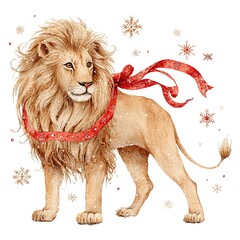 Festive Leo zodiac illustration with ribbon and glowing details