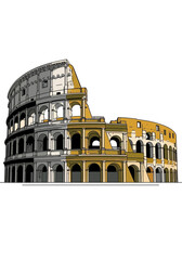 Naklejka premium Iconic Colosseum Rome Landmark Flat Vector Illustration