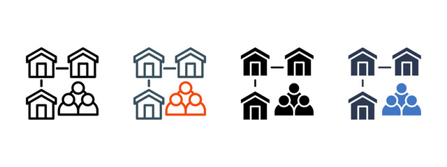 Residential Community multiple icon style vector illustration