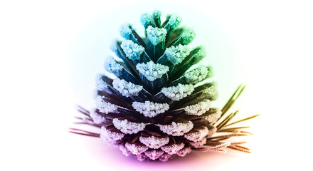 Frosted pinecone dusted with sparkling ice crystals, hinting at winter's beauty.