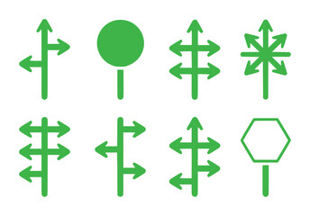 Obraz premium Collection of Green Directional Arrows and Signage Icons