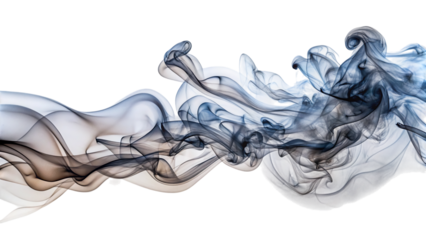Elegant swirls of smoke dance across an isolated on transparent background, creating a mesmerizing and ethereal visual display