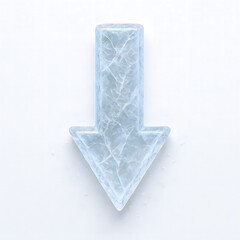 Icy Arrow Pointing Downward on a White Surface