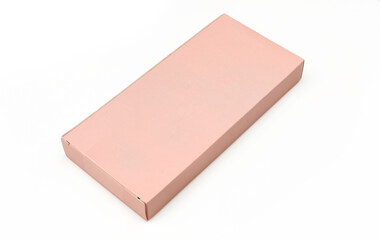 Blank pink carton box isolated on white background. rectangle shape template mock up
