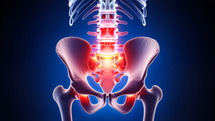 Lumbar spine and pelvis skeletal anatomy with pain bone body