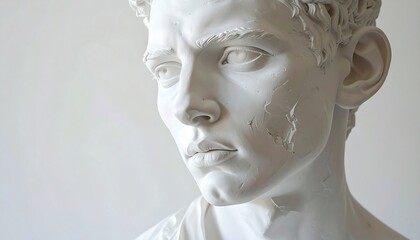 Obraz premium Artistic depiction of a white sculpture head against a bright background