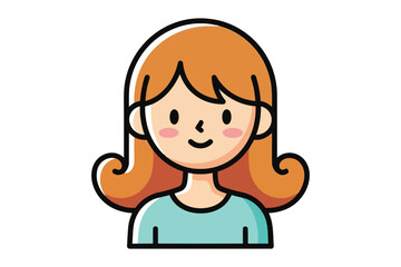 Illustration of a cute girl with orange hair and a blue shirt a simple and charming vector graphic for various creative projects