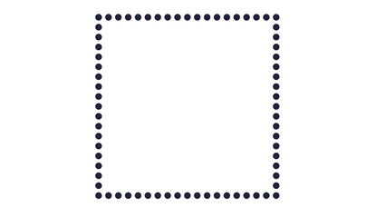 A geometric composition of dark circles outlining a square shape on black ground.