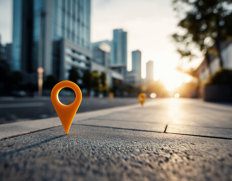 a map with a pin on a city street