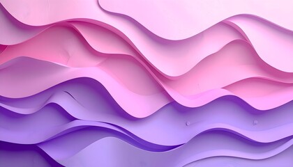 Abstract wavy layers of pink and purple paper creating a soft, flowing, and elegant background texture