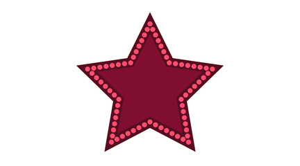 Maroon five-pointed star outlined with pink circles against a black background space.