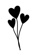 Heart icon. Black silhouette. Front view. Vector simple flat graphic illustration. Isolated object on a white background.