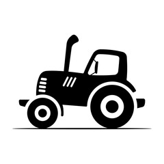Farm tractor icon. Black silhouette. Side view. Vector simple flat graphic illustration. Isolated object on a white background.