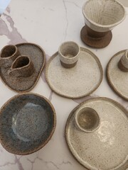 Minimalist organic ceramic tableware for the kitchen