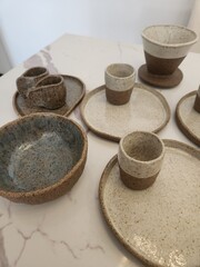 Minimalist organic ceramic tableware for the kitchen