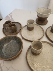 Minimalist organic ceramic tableware for the kitchen