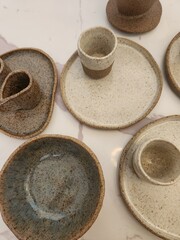 Minimalist organic ceramic tableware for the kitchen