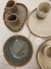 Minimalist organic ceramic tableware for the kitchen