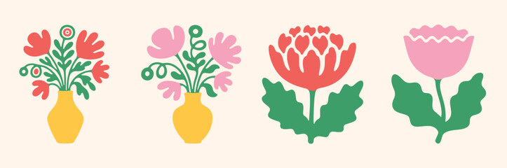 Abstract Matisse-style art featuring organic shapes with vibrant colors, perfect for design uses