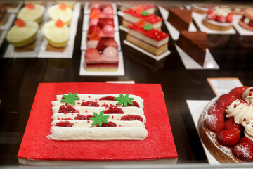 Paris France. Food markets around the 18th Arrondissment.  Beautiful pastries.