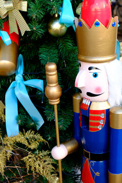 Paris, France. Europe  Large nutcrackers on display for the Christmas season