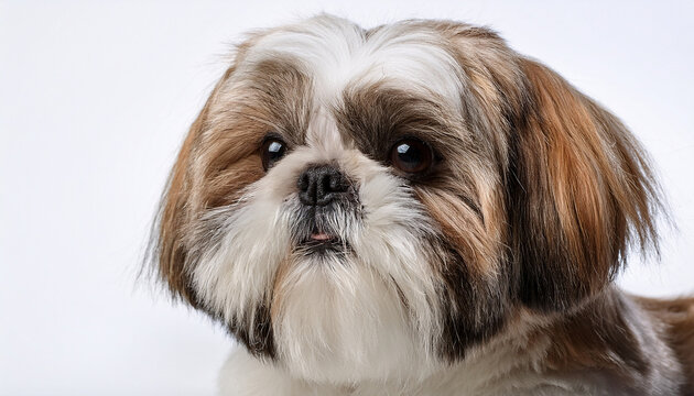 Cachorro Shih Tzu Em Um Fundo De Estudio Branco