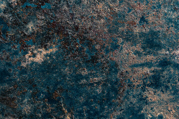 Abstract background with old rusty metal surface, closeup. Dark worn rusty metal texture