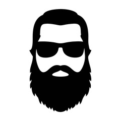 Vector art of a bearded man with sunglasses, showcasing a modern and stylish look with a touch of mystery and coolness