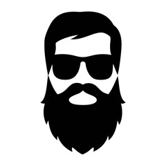 Vector art of cool beard man, a stylish and confident individual with a wellgroomed beard and sunglasses, vector illustration