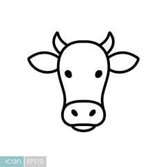 Cow or Beef Head Vector Outline Icon