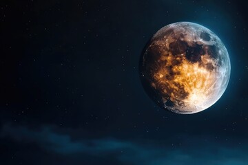 Obraz premium Lunar surface with vibrant colors against starry night sky