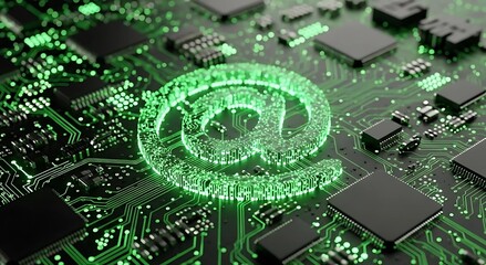 Abstract blue futuristic digital eye with glowing lights