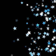 Colorful stars scattered against a black background  
