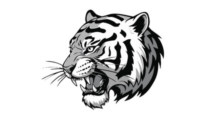 Fototapeta premium Fierce Tiger Head Vector Illustration