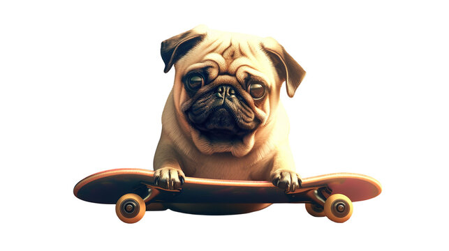 Naklejki Pug dog on a skateboard
