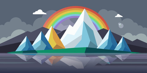 mountain landscape with rainbow