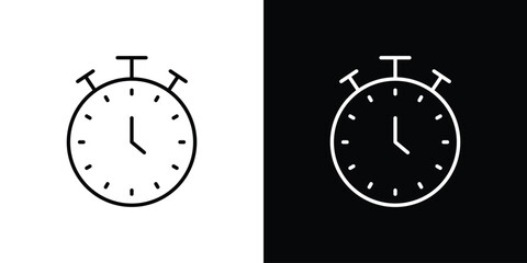 Stopwatch icon in black and white linear versions
