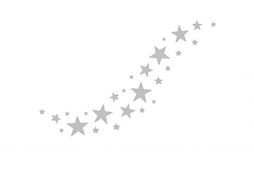 Stars forming a curved trail, glittering magic effect with sparkling glow, isolated on transparent background