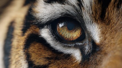 Create a high-quality, viral, realistic-type, and detailed image from the front angle of the tiger's eye from a close-up front angle, the image is in realistic style with high-quality details
